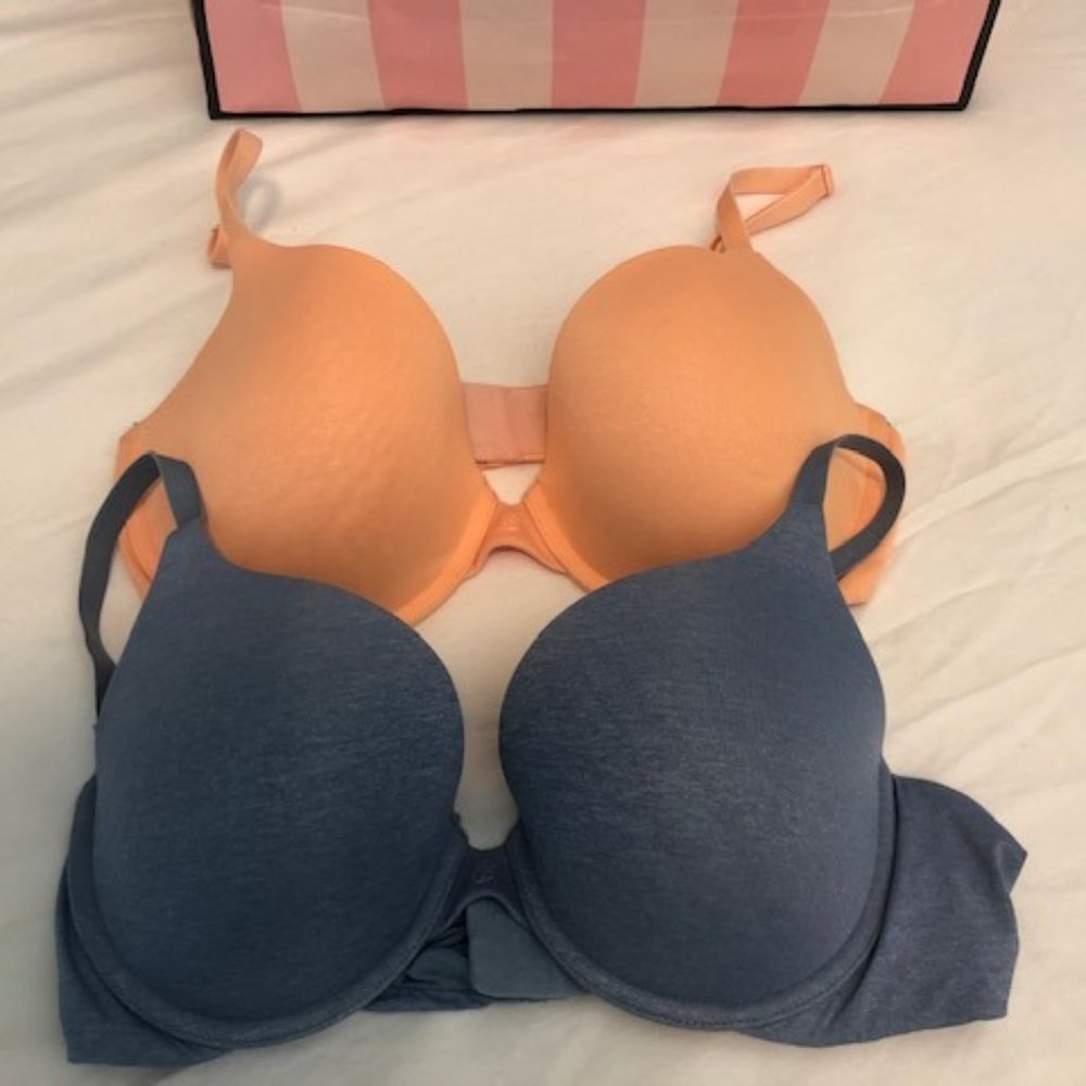 Victoria Secret Bras 2 36C Coral and Blue